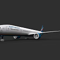 AzurAirways Passenger Airplane With White Fuselage Blue Tail Wing And Engines