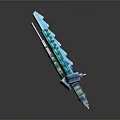 Blue Crystal Sword With Segmented Blade Modern Design And Translucent Details