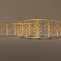 Decorative Golden Metal Railings Featuring Curved Design and Ornate Patterns