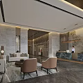 Luxurious Modern Hotel Lobby Interior Design With Comfortable Sofa And Marble Reception Desk
