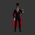 Stylish Character With Top Hat Sunglasses Blonde Hair Black Suit Red Cape White Gloves