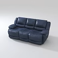 Dark Blue Leather Multi Seat Sofa With Modern Comfortable Seating Design 3d model