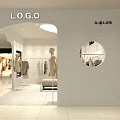 Modern Clothing Store Interior Design With Mannequins Hanging Clothes And Sofa