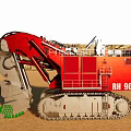 Red Tracked Functional Vehicle With Large Bucket For Quarry Mining Operations 3d model