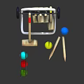 Colorful Croquet Equipment Set With Wooden Mallets Balls Metal Rack And Wheeled Cart