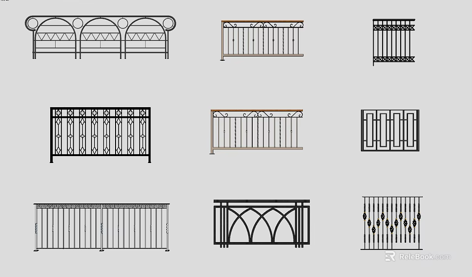 Various Decorative Metal Fence Designs With Ornate Patterns And Structures 3d model
