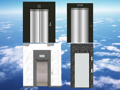 Four Modern Elevator Door Designs With Stainless Steel And Marble Finishes 3d model