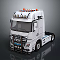 White Truck Cab With Roof Warning Lights Front Headlights Stylish Grille And Modern Design