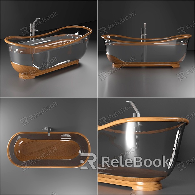 Modern Bathtub Solid Wood Glass Wood Bathtub Solid Wood Glass Finished Bathtub model