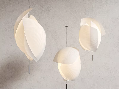 Modern Pendant Lights With White Origami Petal Sculptural Design For Interior 3d model
