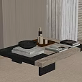 Modern Minimalist Coffee Table With Stacked Books And Decorative Bowl In Living Room Interior
