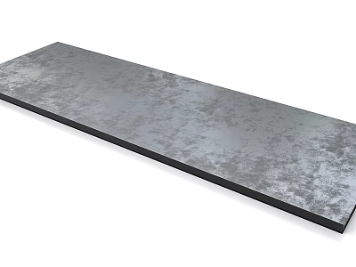 Gray Long Rectangular Metal Plate With Textured Surface And Smooth Black Edges 3d model