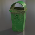 Public Facility Green Trash Bin With Lid For Urban Outdoor Settings