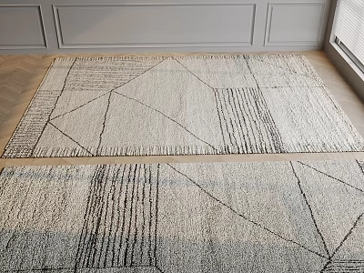 Square Rugs With Geometric Patterns In Light Tones For Home Decor 3d model