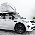 White SUV With Roof Tent And Ladder For Outdoor Camping Adventures