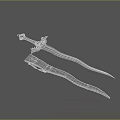 Ornate Historical Sword With Engraved Blade Intricate Hilt And Decorative Scabbard