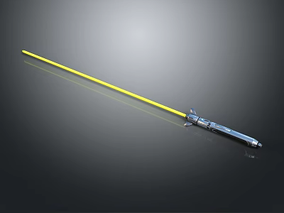 Yellow Lightsaber Design With Metallic Hilt And Glowing Blade Structure 3d model