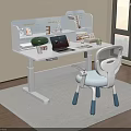 Modern Kids Desk With Shelf Green Lamp Laptop Books Chair And Sunset City View