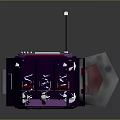 Weapon Dispensing Purple Machine Featuring Green Antennae Multiple Circular Slots And PUSH Button