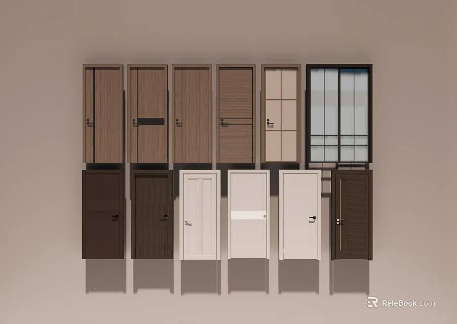 Various Hinged Doors With Different Colors And Modern Designs For Home Use 3d model 