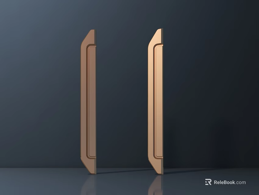 Sleek Modern Golden Door Handles With Shiny Finish On Dark Background 3d model 