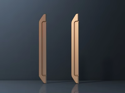 Sleek Modern Golden Door Handles With Shiny Finish On Dark Background 3d model