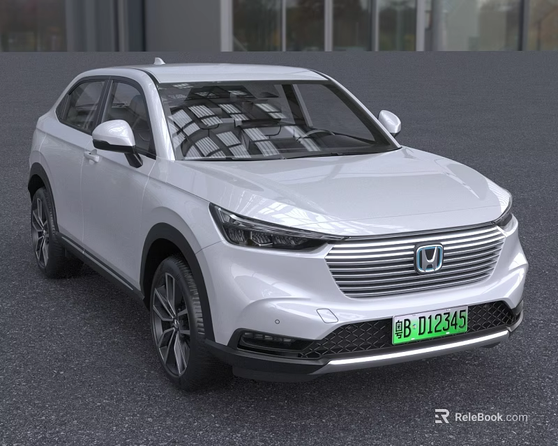 White Electric SUV With Modern Front Grille And Sleek Exterior Design 3d model 