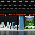 Children's Chair Display At Modern Exhibition Booth With White Design And Green Background