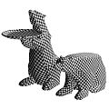 White Polar Bear Decorative Ornament Set with Standing Figure Holding Gold Tray and Sitting Companion