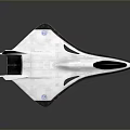 Futuristic White Aerodynamic Stealth Aircraft With Sleek Body And Blue Accents
