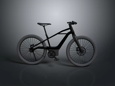Modern Black Electric Bicycle Featuring Sleek Design And Wide Tires 3d model