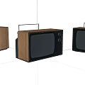 Vintage Televisions With Classic Brown And Black Retro Design