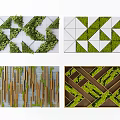 Modern Green Plant Wall Designs With Geometric Patterns And Structural Decor