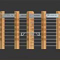 Wooden Kitchen Storage Rack With Metal Bars Multiple Layers And Labels For Utensil Organization