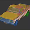 Vintage Yellow and White Pickup Truck with Open Bed and Retro Design