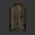 Vintage Wooden Arched Door With Textured Surface And Metal Handle