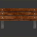 Sturdy Wooden Bench With Smooth Wood Grain And Metal Support Legs
