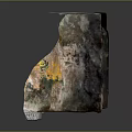 Exquisite Seated Buddha Stone Sculpture Carved in Cave with Floral Motifs and Vibrant Colors