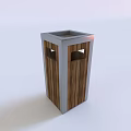 Garden Landscape Outdoor Trash Bin With Wooden Panels Gray Frame And Double Openings