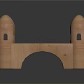 Wooden Building Blocks Castle Shaped Structure with Turrets Arches and Small Windows