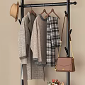 Modern Storage Rack with Hanging Coats Sweaters Hat and Shelves for Books Vase Storage Boxes