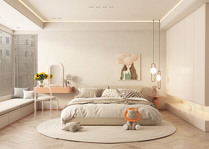 Silent Children's Room Cream Bedroom 3d model