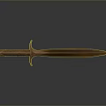 Golden Sword With Decorative Hilt And Smooth Blade On Dark Background