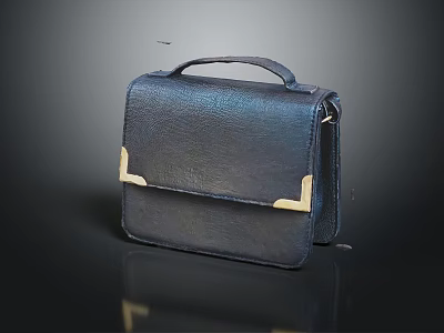Black Leather Handbag With Gold Metal Accents Stylish Accessory For Daily Use 3d model