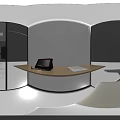 Modern White Office Pod With Transparent Glass Desk Chair And Computer Setup