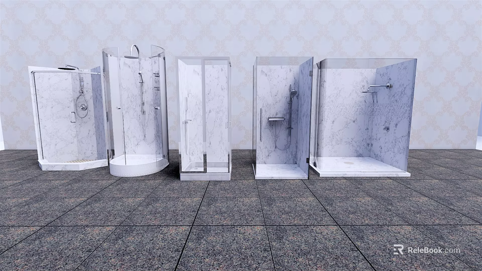 Different Shower Sauna Enclosure Designs With Marble Interiors And Modern Styles 3d model 