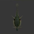 Detailed Dinosaur 3D Model Character With Spiked Back Green Body And Red Legs