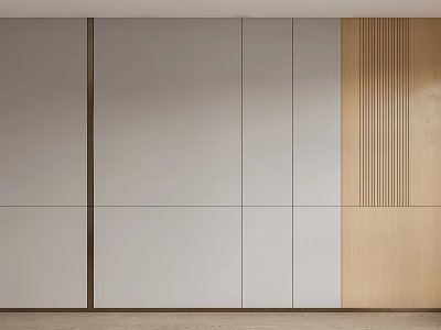 Modern Luxury Wall Interior Design With Gray Wooden Combined Panels 3d model