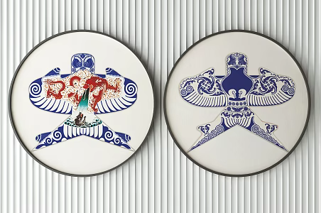 Modern round frame painting decorative painting 3d model