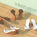 White Cork Wedge Heel Sandals With Decorative Straps For Women Summer Wear